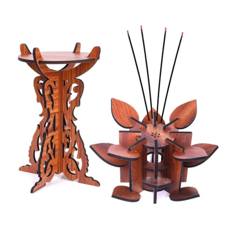 Unique Diya & Wooden Stick & Agarbatti Stand.