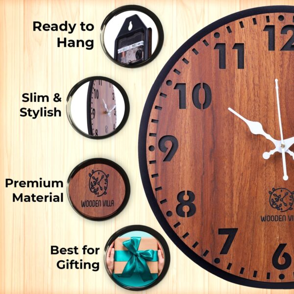Duel Color Wooden Wall Clock - Image 4