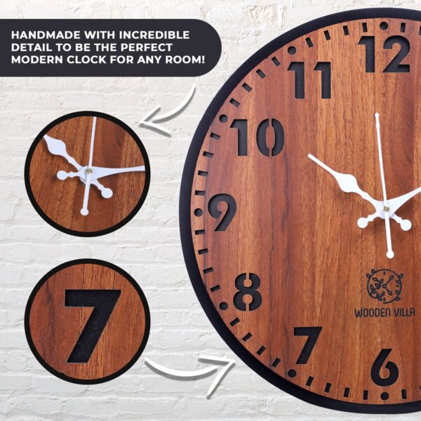 Duel Color Wooden Wall Clock - Image 5