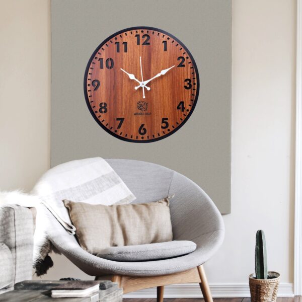Duel Color Wooden Wall Clock - Image 6