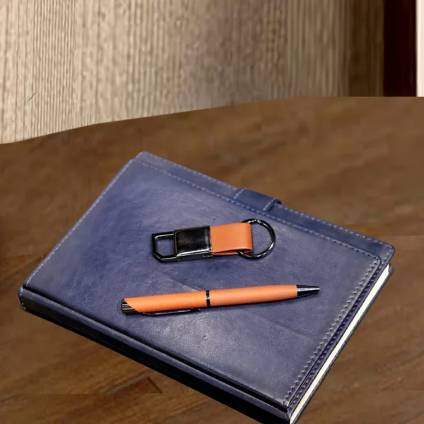 Luxury Tan Pen & Keychain Set in Elegant Gift Box - Image 4