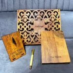 Book, Table Clock, Pen, & Wooden Personalized Wooden Gift Combo