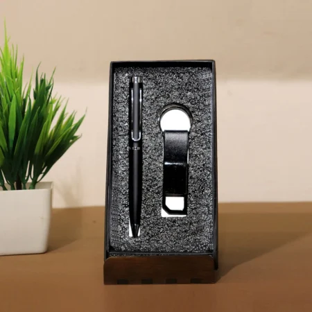 Elegant Black Pen & Keychain Set in Luxury Gift Box