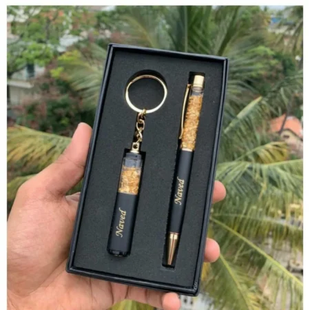 Personalized Pen & Keychain Gold Gift Set