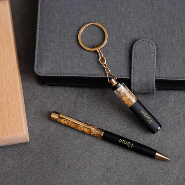 Personalized Pen & Keychain Gold Gift Set - Image 3