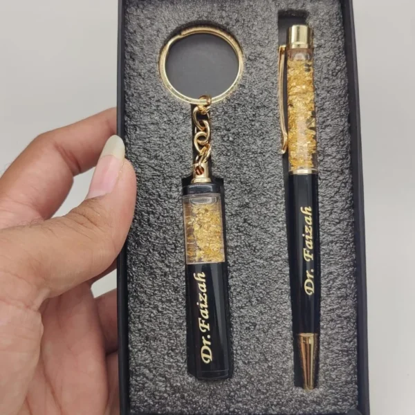 Personalized Pen & Keychain Gold Gift Set - Image 5