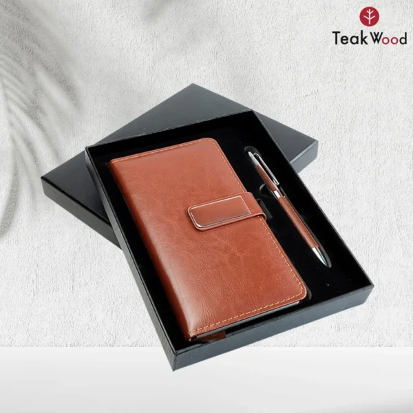 2-in-1 Diary with Pen Gift Set for Men and Women – Leather Notebook & Metal Pen - Image 2