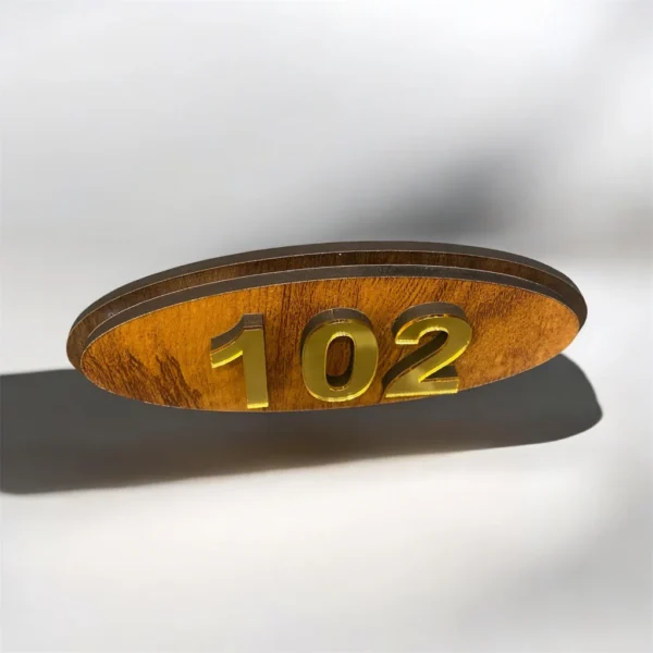 Personalized Wooden Oval Nameplate – Custom Number – 3"x6" - Image 4