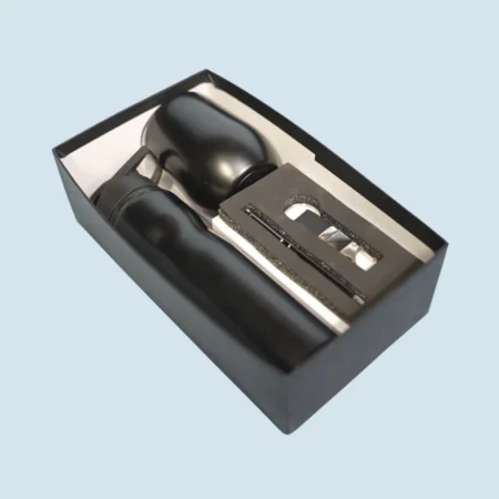 Sleek Black Essentials Combo: 750 ml Water Bottle, Pen, Keychain & Black Metal Mug