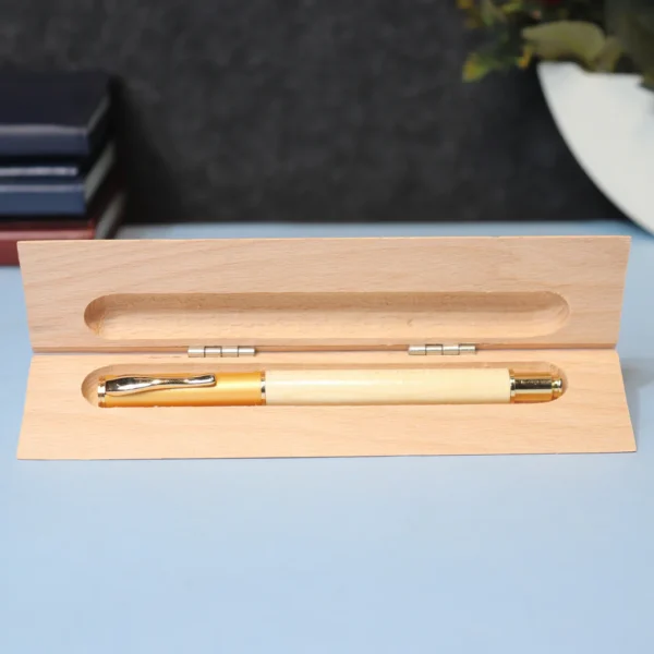 Personalized Wooden Desk Nameplate with Pen Holder - Image 3