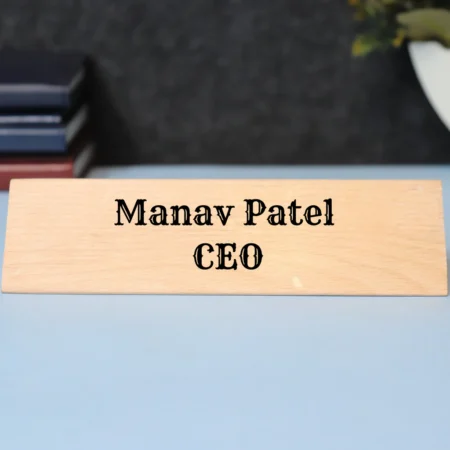 Personalized Wooden Desk Nameplate with Pen Holder
