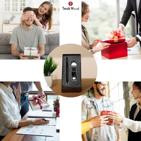 Sleek Black Pen & Keychain Gift Set - Customizable and Elegant - Image 2