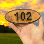 Personalized Wooden Oval Nameplate – Custom Number – 3"x6"