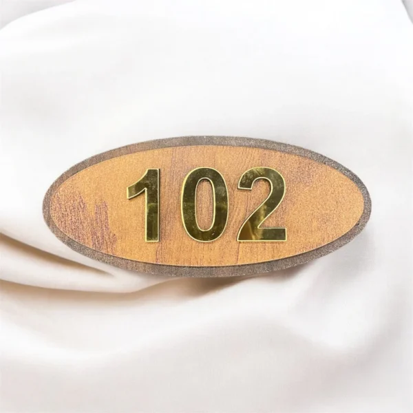 Personalized Wooden Oval Nameplate – Custom Number – 3"x6" - Image 3