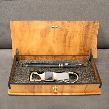Personalized Pen & Keychain Gift Set with Wooden Box