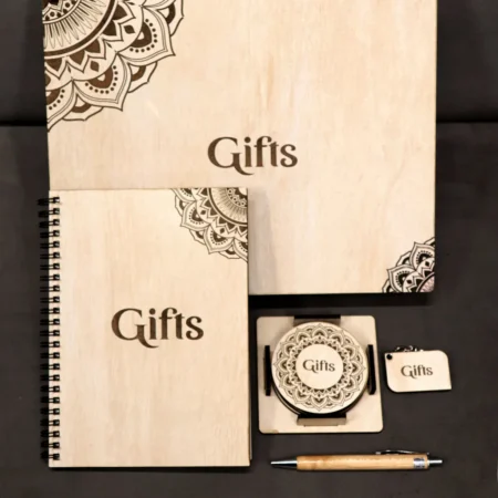 Personalized Diary with Pen & Wooden Keychain Gift Set