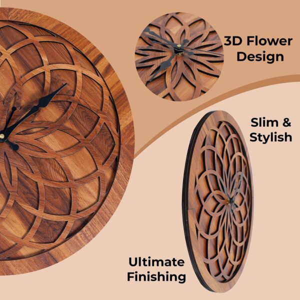 Brown Wooden Wall Clock - Image 4