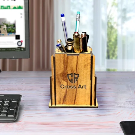 Personalized Wooden Pen & Pencil Holder - Stylish Desk Organizer