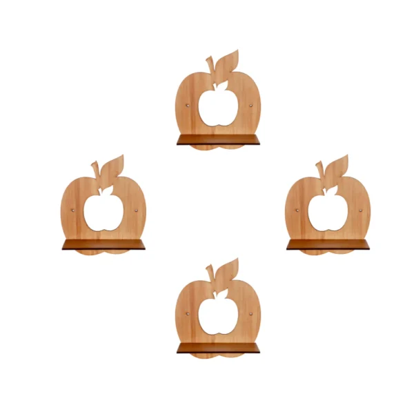 Wooden Apple Shape Wall Self. - Image 5
