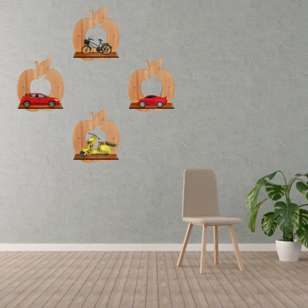Wooden Apple Shape Wall Self. - Image 4