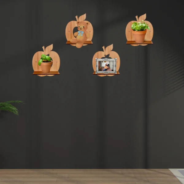 Wooden Apple Shape Wall Self. - Image 2