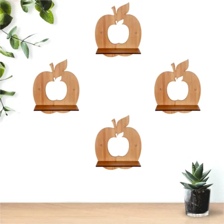 Wooden Apple Shape Wall Self.